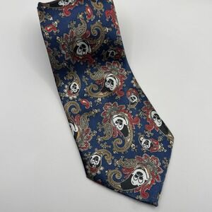 Sharon Mens Mickey Mouse Paisley Necktie Navy Blue Red Disney 100% Silk Tie